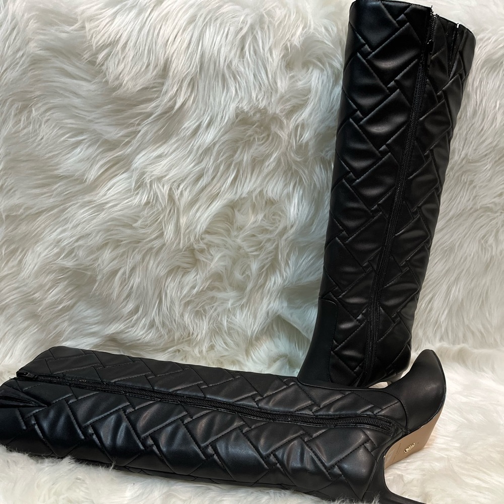 Kurt Geiger Bickley Quilted Black knee high Boots